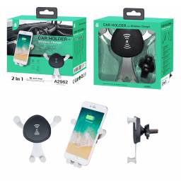 A2962 - Soporte Vehicular One+ c/ Carga Inalmbrica  10W - Negro