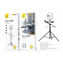 NR9103   Aro de Luz  26W138 Leds26cm  3 pinzas  Soporte micrfono  1~2 5M