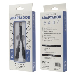 Adaptador ROCA   USB C a Tipo C + 3.5 mm  Negro  Audio y Carga