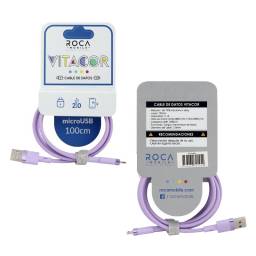 Cable de Datos ROCA   VITACOR  USB a Micro USB  TPE/2.1A/100cm  Violeta