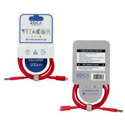 Cable de Datos ROCA   VITACOR  USB a Micro USB  TPE/2.1A/100cm  Rojo