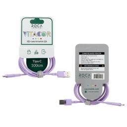 Cable de Datos ROCA   VITACOR  USB a Tipo C  TPE/2.1A/100cm  Violeta