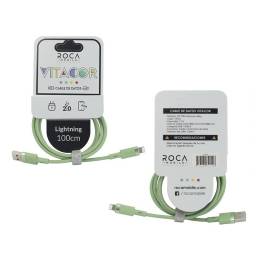 Cable de Datos ROCA   VITACOR  USB a Lightning  TPE/2.1A/100cm  Verde