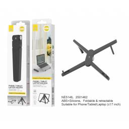NE5146   Soporte  Mesa/Escritorio  Plegable/Ajustable  Celular/Tablet/Notebook  Negro