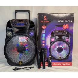 CH-8115   Parlante Bluetooth/USB/FM/TF/Aux/Mic Input  Luces RGB TWS  40W  4500mAh  Control Remoto   2 Micrfono