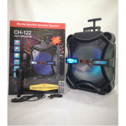 CH-122   Parlante Bluetooth/USB/FM/TF/Aux/Mic Input  Luces RGB TWS  20W  3000mAh  Control Remoto   1 Micrfono