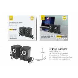 Parlante Altavoz PC NF4080   USB  2 x 3W  Cable 1.3M  Negro  One+
